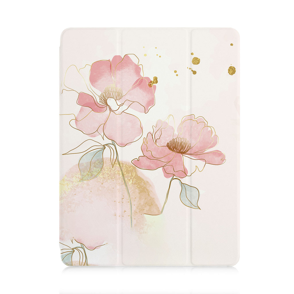 front view of personalized iPad case with pencil holder and Abstract design