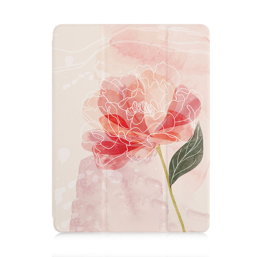 front view of personalized iPad case with pencil holder and Abstract design