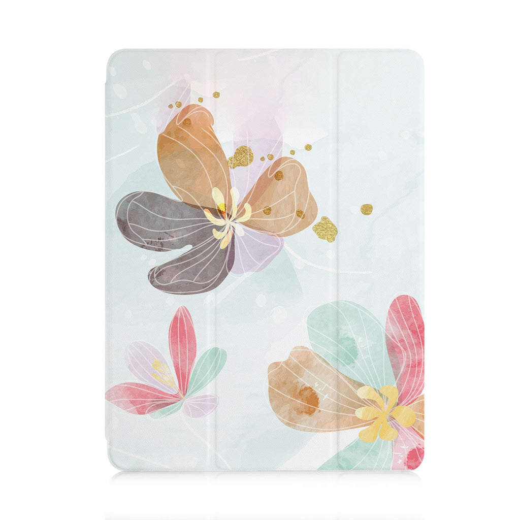 front view of personalized iPad case with pencil holder and Abstract design