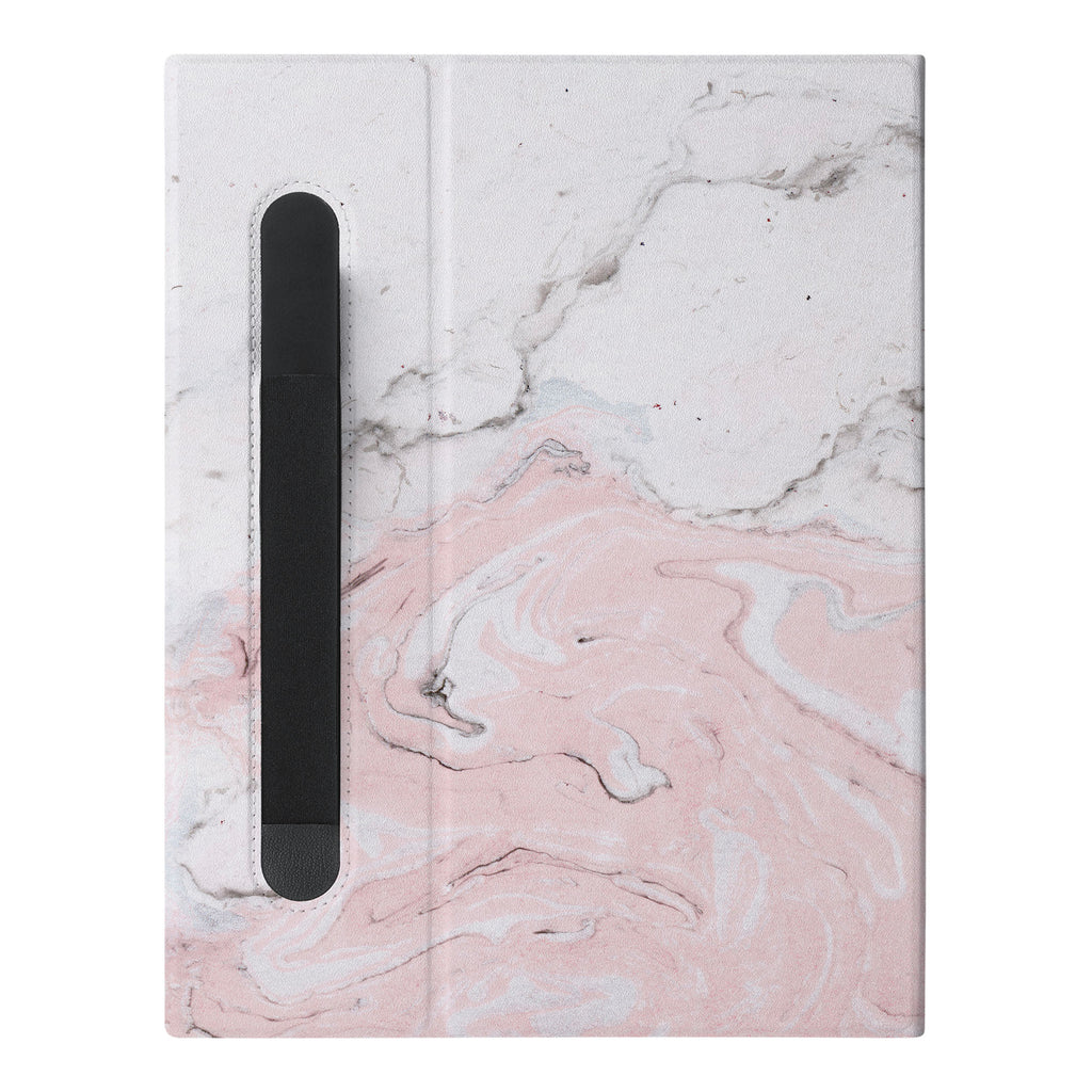 The Personalized VistaCase reMarkable Pen Holder Case with Pink Marble design features a built-in Marker pen holder,
