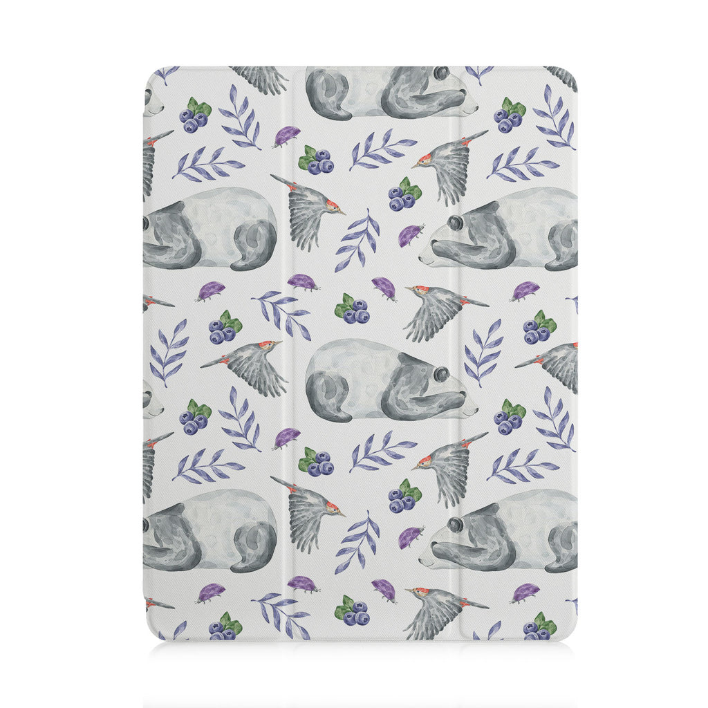 front and back view of personalized iPad case with pencil holder and 05 design