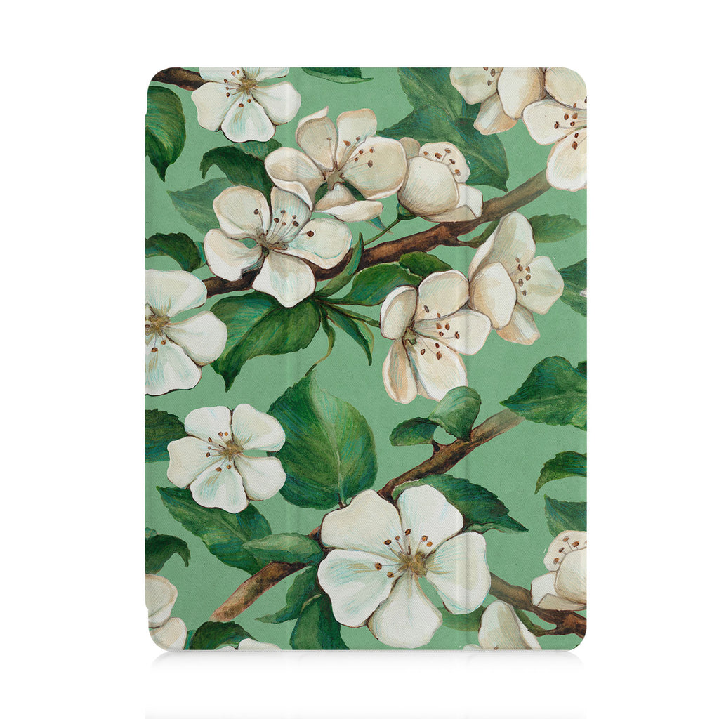 front and back view of personalized iPad case with pencil holder and 06 design