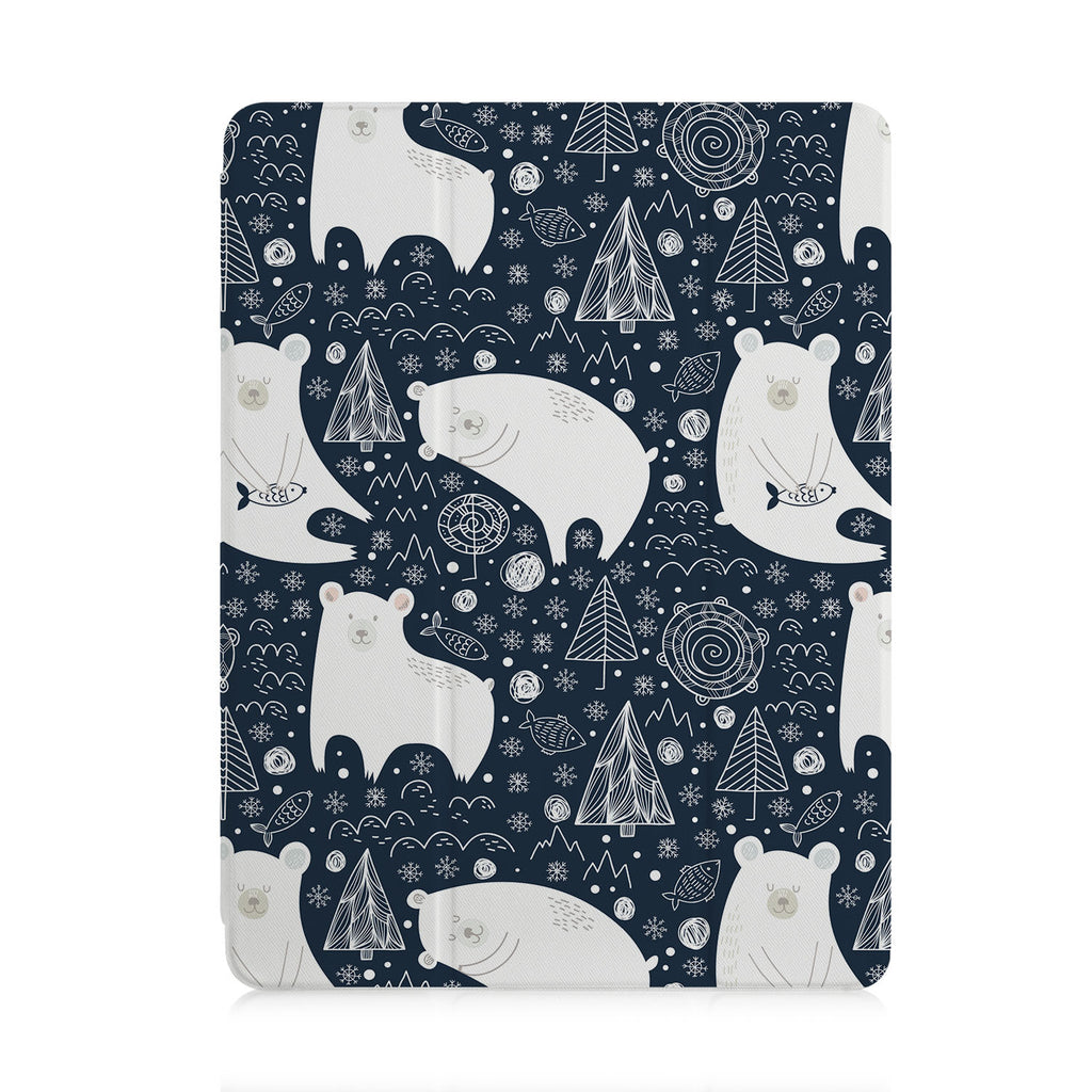 front and back view of personalized iPad case with pencil holder and 03 design