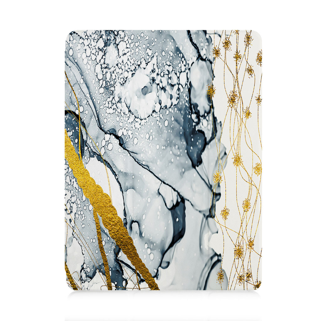 front and back view of personalized iPad case with pencil holder and 06 design