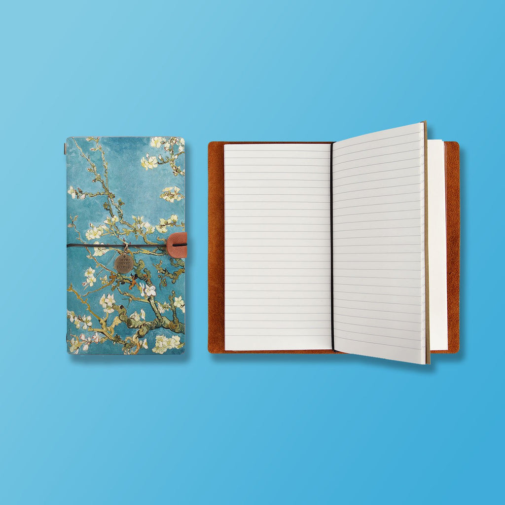 the front top view of midori style traveler's notebook with Oil Painting design