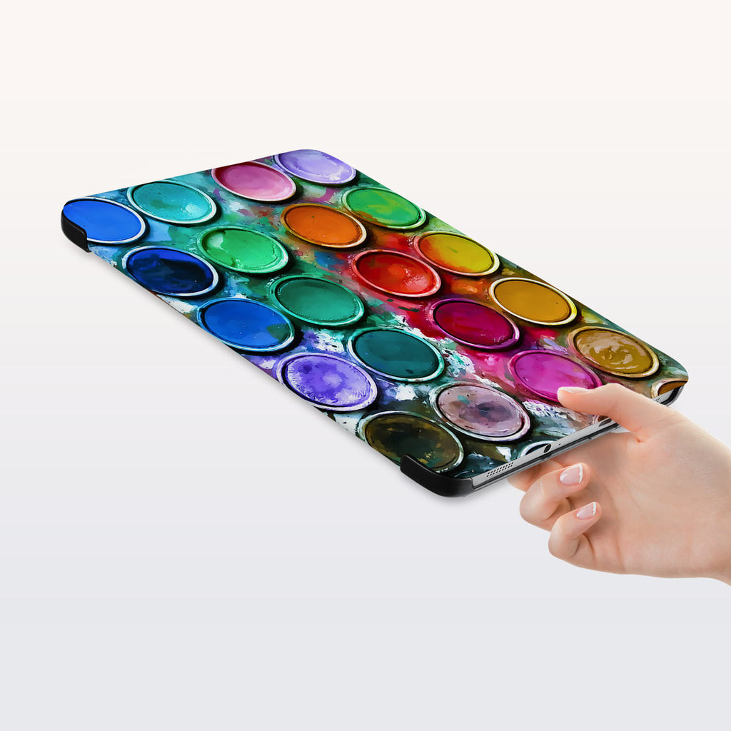 a hand is holding the Personalized Samsung Galaxy Tab Case with Science design