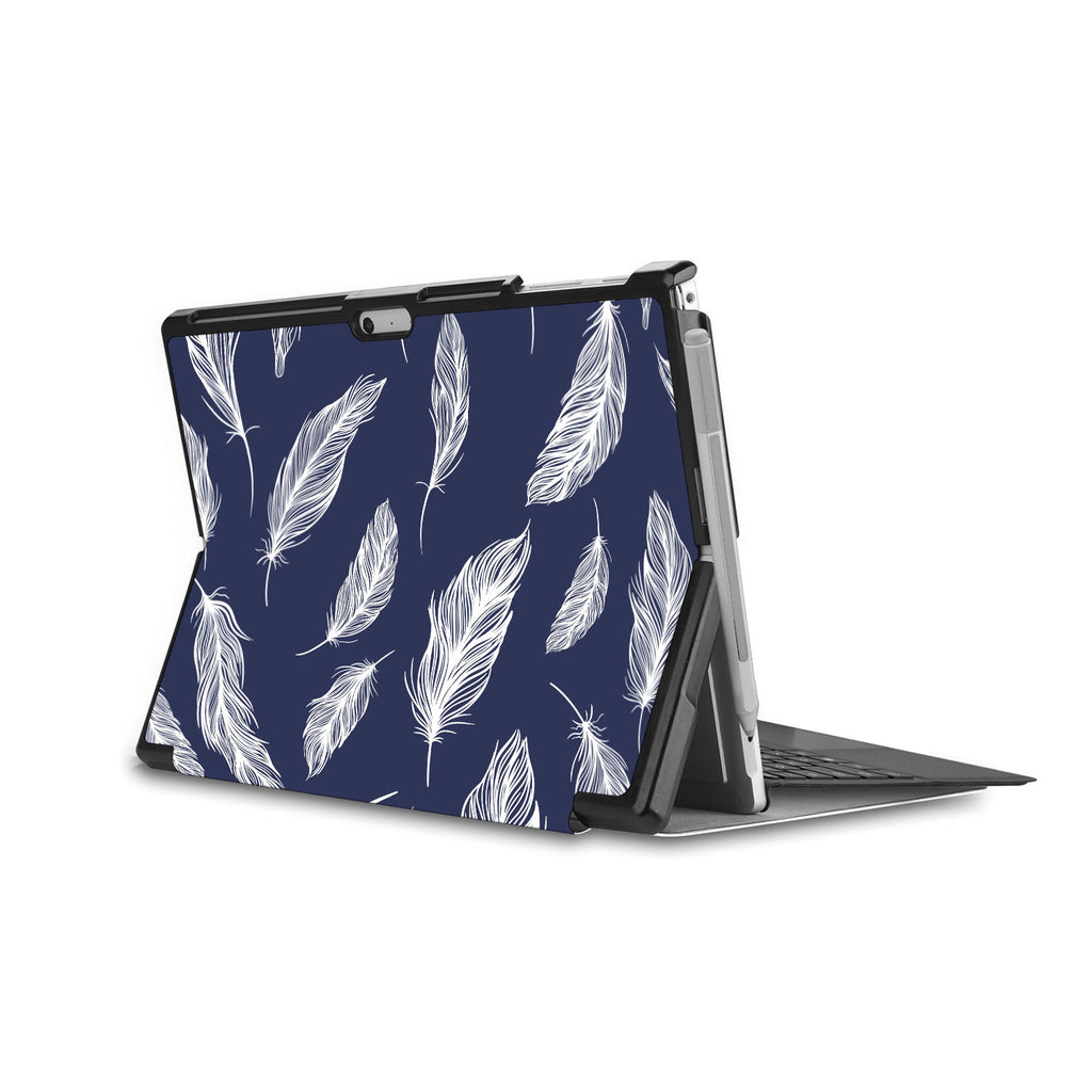 the back side of Personalized Microsoft Surface Pro and Go Case in Movie Stand View with Feather design - swap