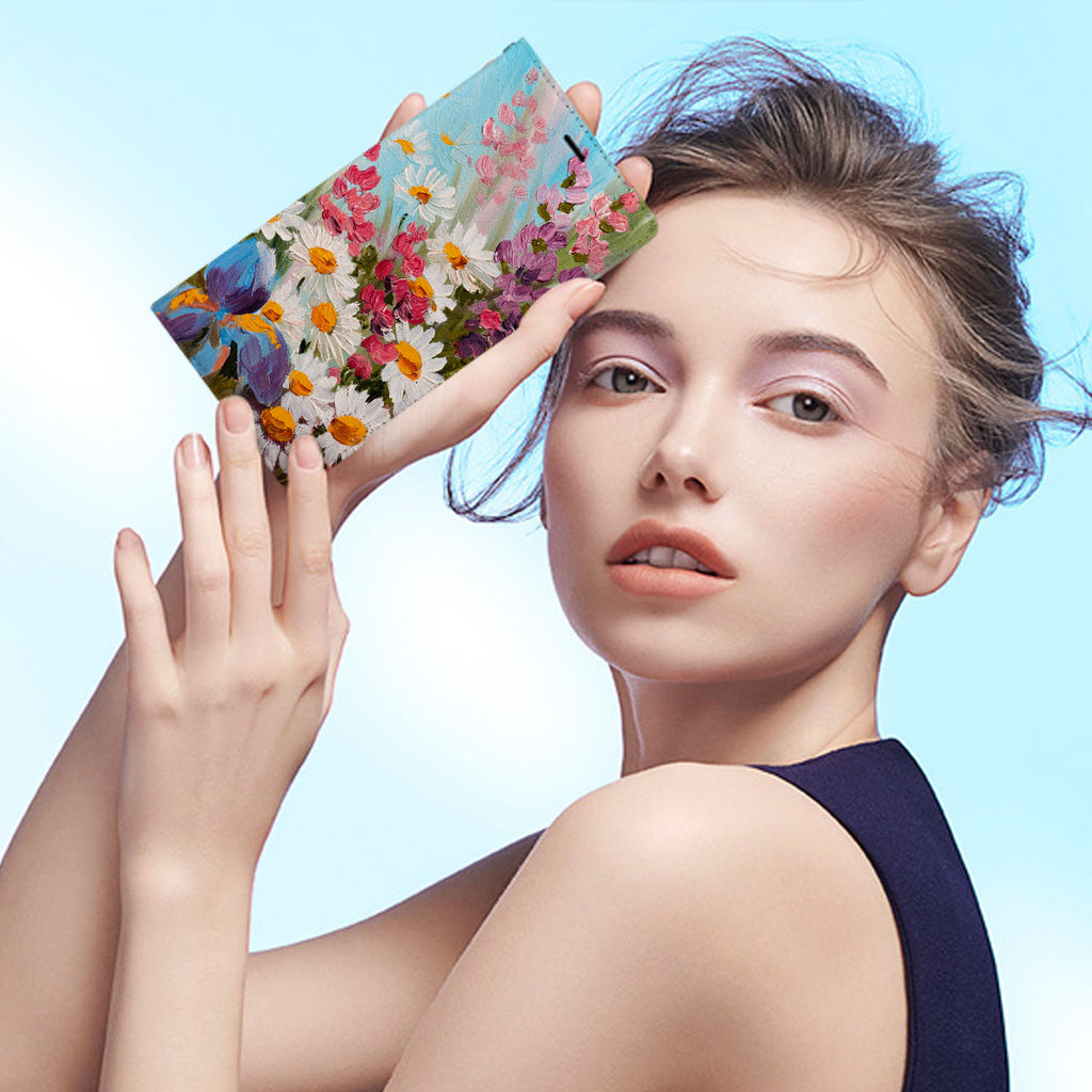 Personalized iPhone Wallet Case with Oil Painting Flower desig marries a wallet with an Samsung case, combining two of your must-have items into one brilliant design Wallet Case.