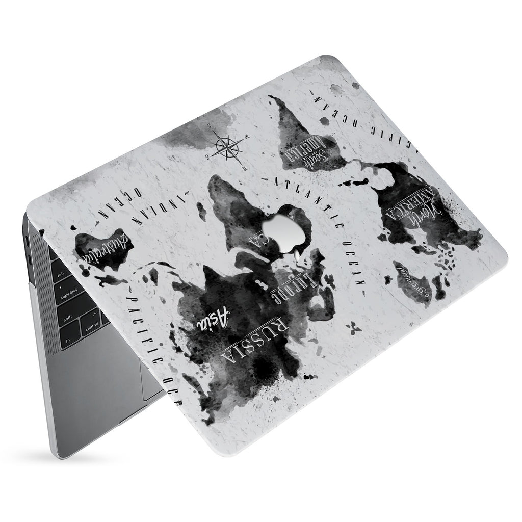 hardshell case with World Map design has matte finish resists scratches