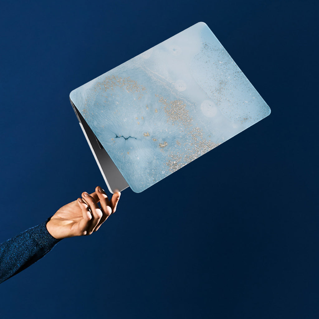 personalized microsoft laptop case features a lightweight two-piece design and Marble Gold print