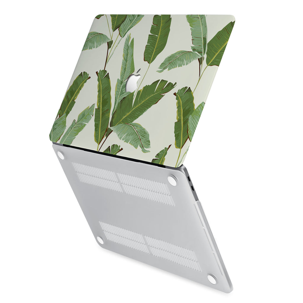 hardshell case with Green Leaves design has rubberized feet that keeps your MacBook from sliding on smooth surfaces