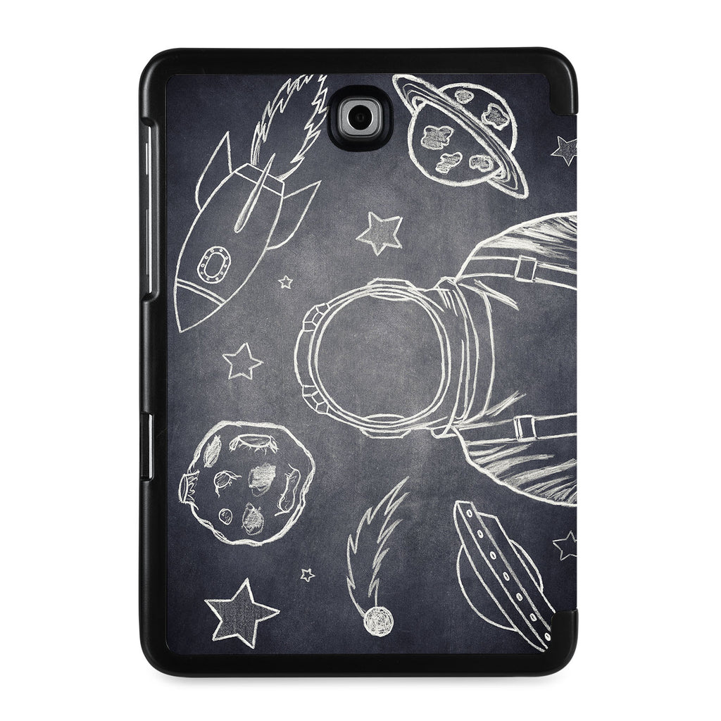 the back view of Personalized Samsung Galaxy Tab Case with Astronaut Space design