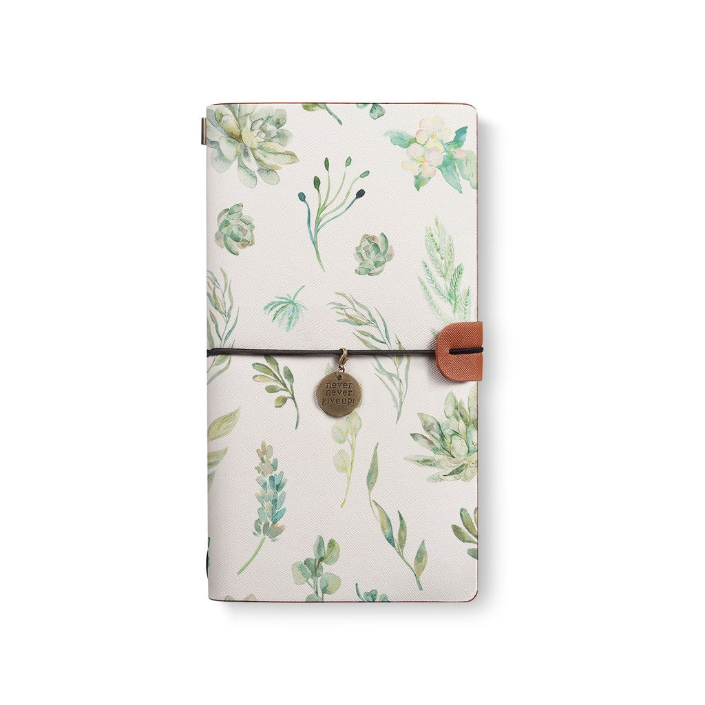 the front top view of midori style traveler's notebook with 4 design
