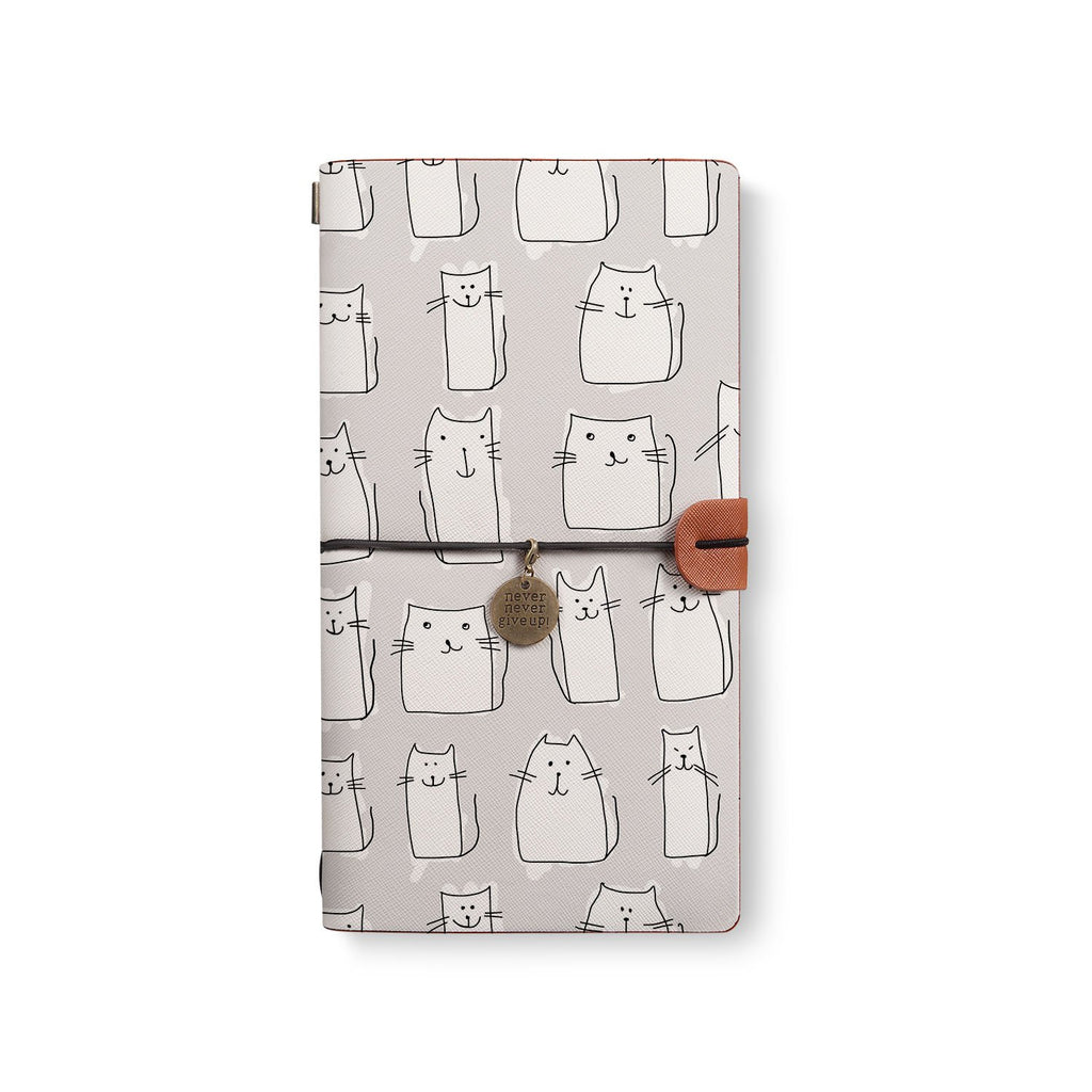 the front top view of midori style traveler's notebook with 4 design