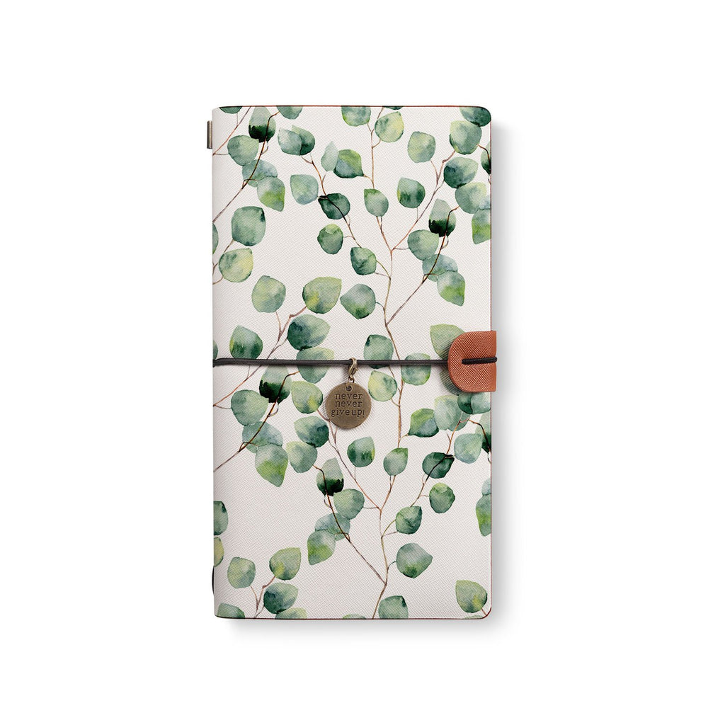 the front top view of midori style traveler's notebook with 2 design