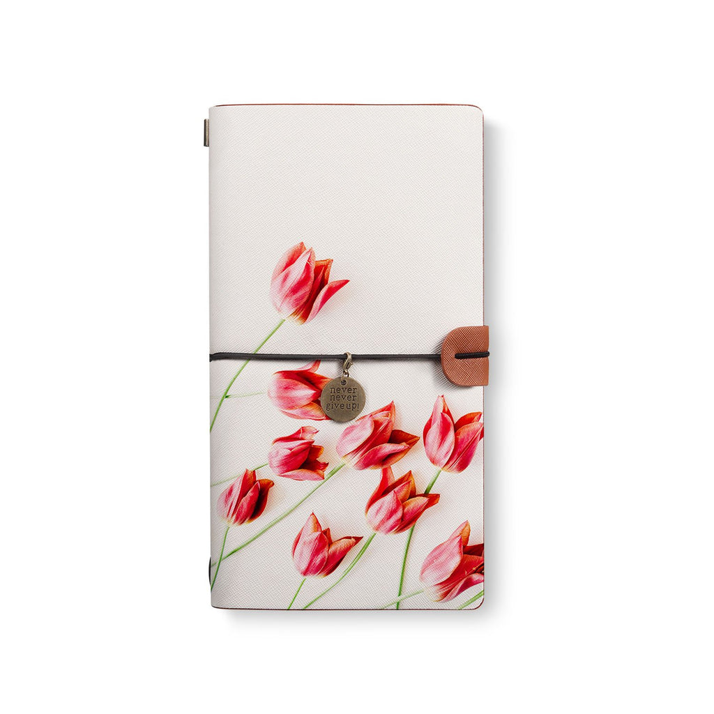 the front top view of midori style traveler's notebook with 2 design