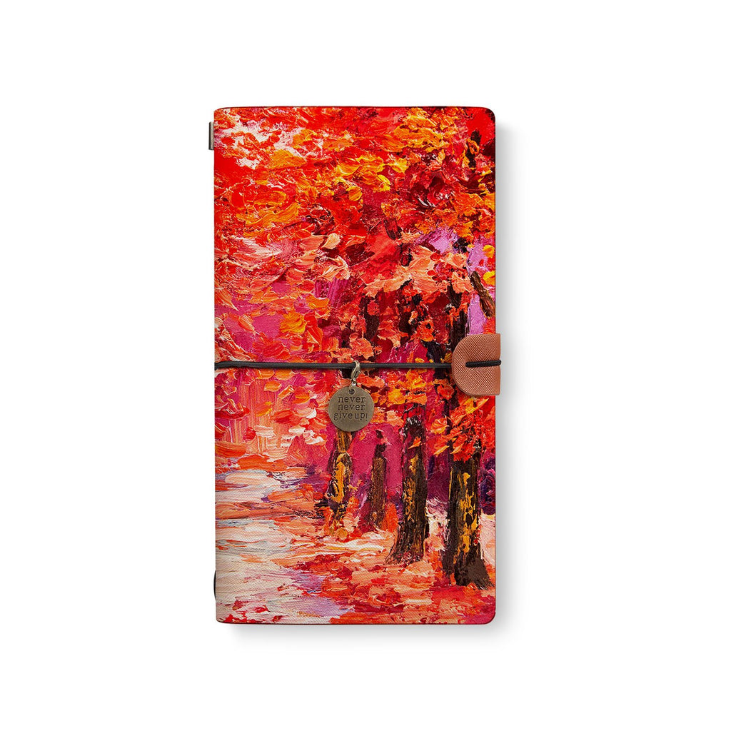 the front top view of midori style traveler's notebook with 5 design