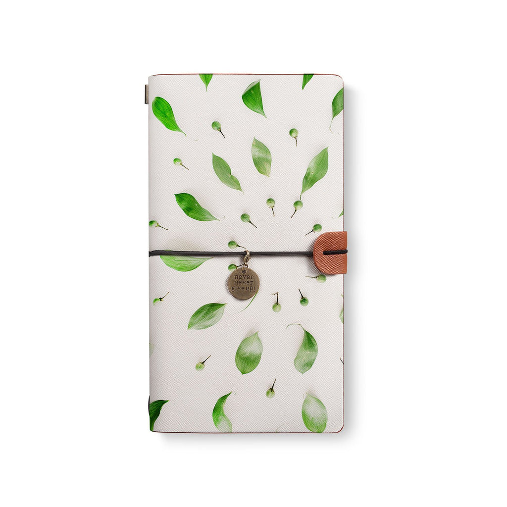 the front top view of midori style traveler's notebook with 2 design