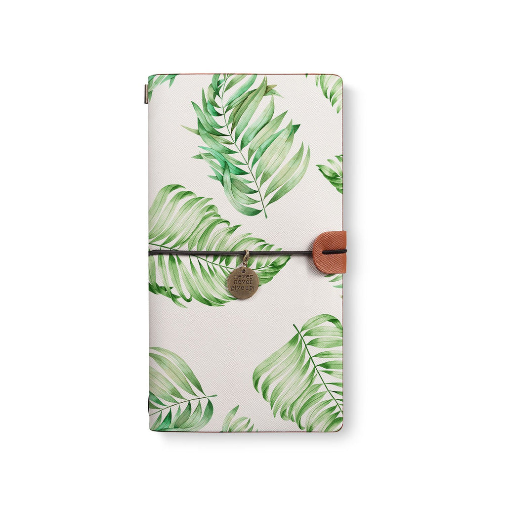 the front top view of midori style traveler's notebook with 3 design