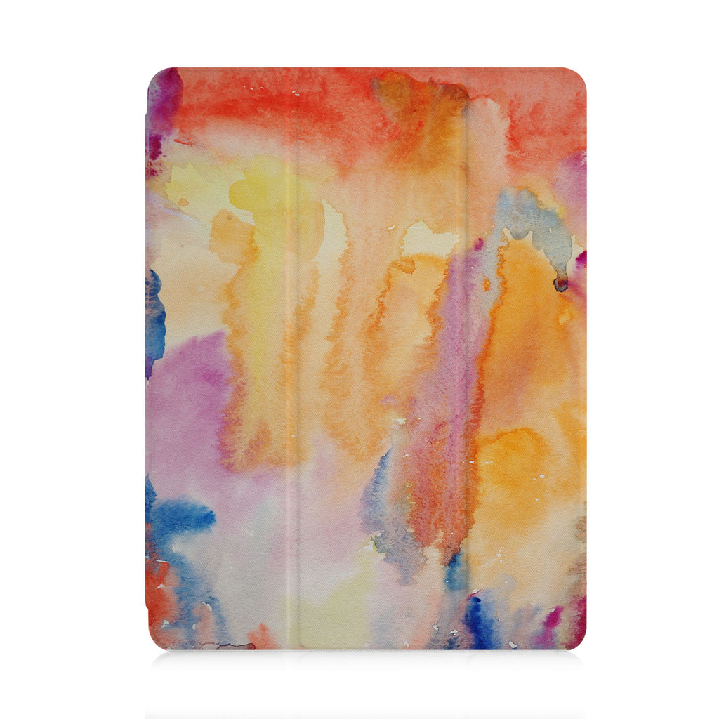 front and back view of personalized iPad case with pencil holder and Splash design