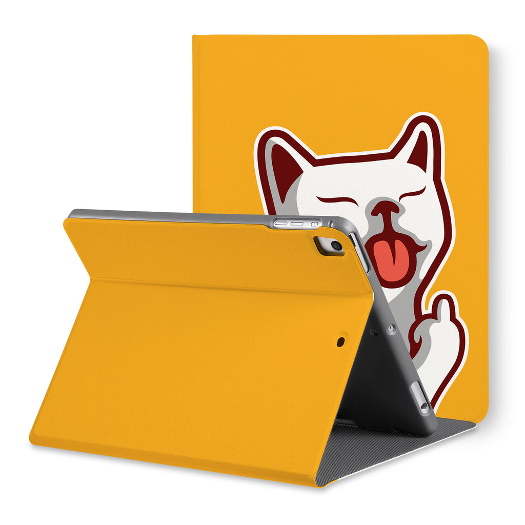 The back view of personalized iPad folio case with Cat Fun design - swap