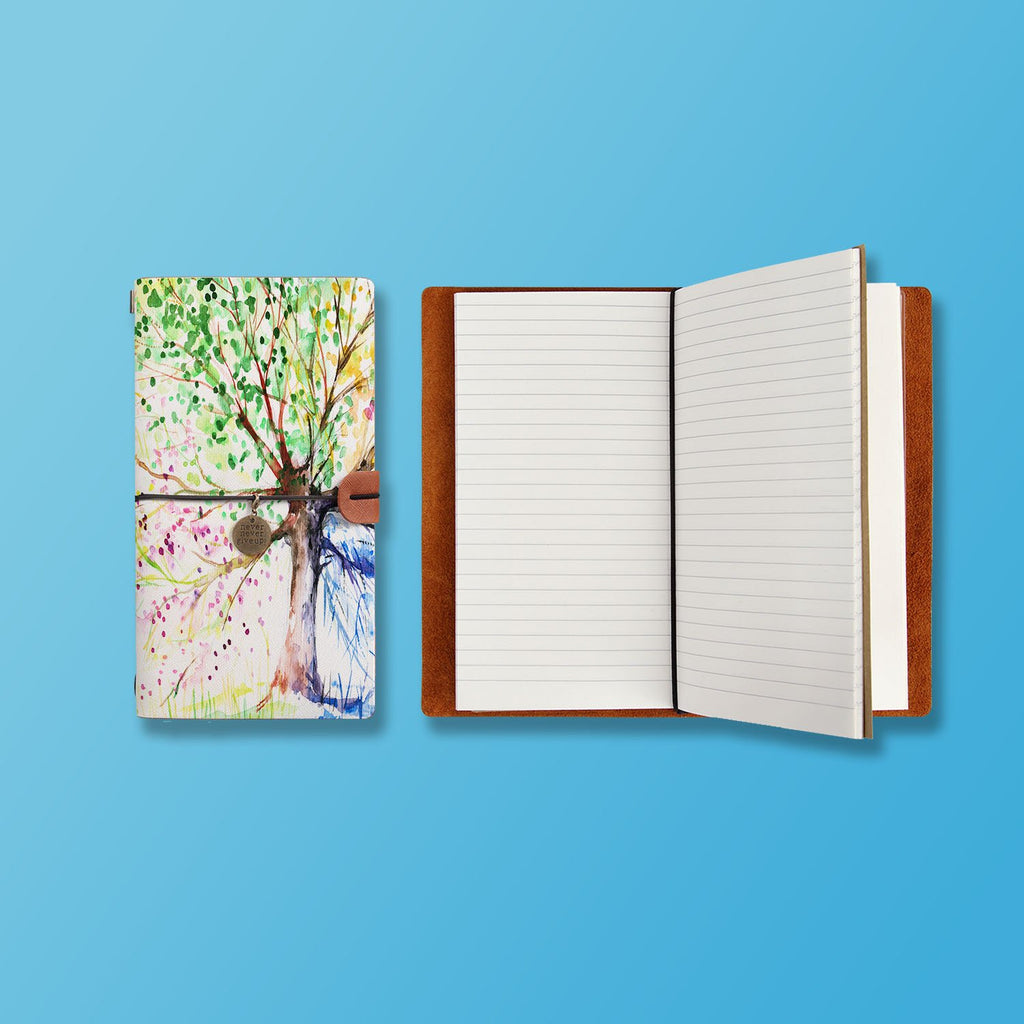 the front top view of midori style traveler's notebook with Watercolor Flower design