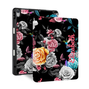 iPad Trifold Case - Black Flower