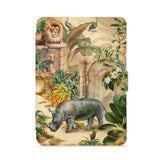 front view of personalized kindle paperwhite case with Rainforest Animals design