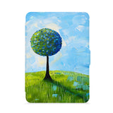 front view of personalized kindle paperwhite case with Tree Painting design