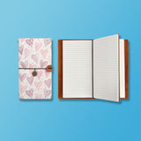 the front top view of midori style traveler's notebook with Love design