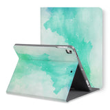 The back view of personalized iPad folio case with Abstract Watercolor Splash design - swap