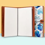 the front top view of midori style traveler's notebook with Geometric Flower design