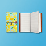 the front top view of midori style traveler's notebook with Fruit design